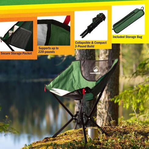 Wakeman Outdoors Folding Camping Chair, Black in Kuwait