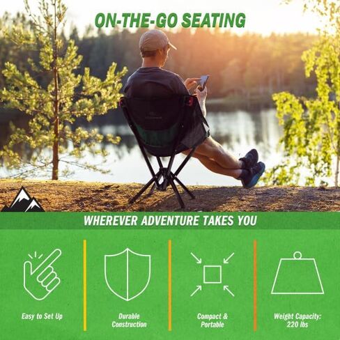 Wakeman Outdoors Folding Camping Chair, Black in Kuwait