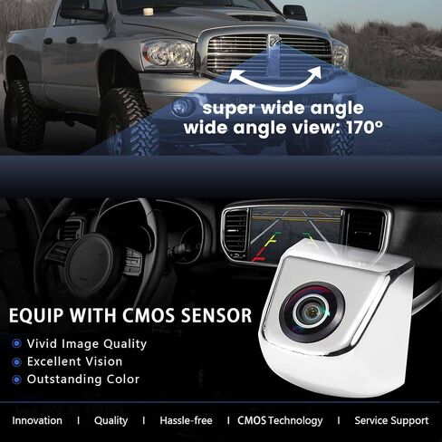 Anina Blind Spot Camera Front View for Truck Off Road Pickup Van SUV to Aftermarket Display Trucks Grille Mount Front Logo Front Face Camera (Silver) in Saudi Arabia