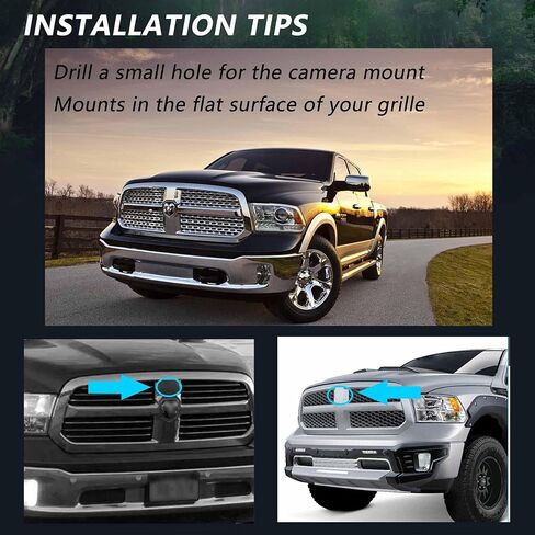 Anina Blind Spot Camera Front View for Truck Off Road Pickup Van SUV to Aftermarket Display Trucks Grille Mount Front Logo Front Face Camera (Silver) in Saudi Arabia
