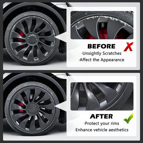Model Y Wheel Rim Protector, 4 PCS 20 Inches ABS Rim Hubcaps for Model Y Accessories 2020-2024, Wheels Rim Protection Accessories (Matte Black, 20") in Kuwait