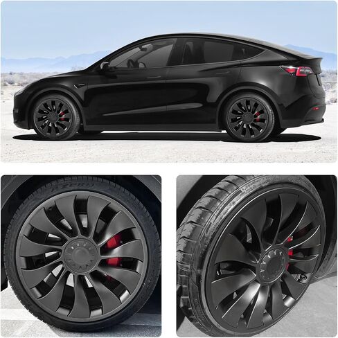 Model Y Wheel Rim Protector, 4 PCS 20 Inches ABS Rim Hubcaps for Model Y Accessories 2020-2024, Wheels Rim Protection Accessories (Matte Black, 20") in Kuwait