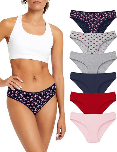 la notte Women’s Bikini Underwear Breathable Cotton Panties for Womens 6 Pack Ladies Hipster Stretchy Briefs Size X-Large in Saudi Arabia