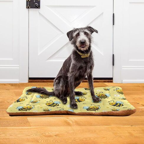 Pink Floral Pet Bed Pad Soft Dog Bed Mat with Anti-Slip Bottom, Machine Washable Crate Pad Mattress for Dog Sleeping in Kuwait