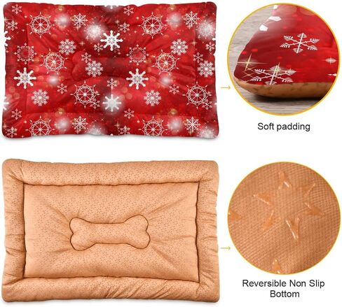 Pink Floral Pet Bed Pad Soft Dog Bed Mat with Anti-Slip Bottom, Machine Washable Crate Pad Mattress for Dog Sleeping in Kuwait
