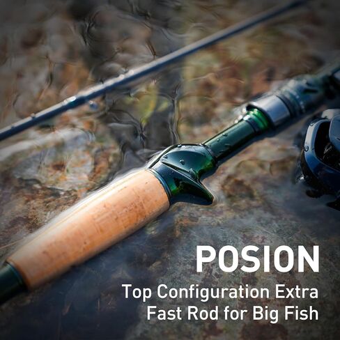 صنارة صيد السمك Poison 6'5'' Baitcaster، توراي 40 طن من ألياف الكربون الكاملة، أدلة Fuji SIC ومقعد بكرة SKTS، مقبض الفلين AAA، طاقة متوسطة، قضيب صيد سريع الصب للغاية لباس Walleye in Kuwait