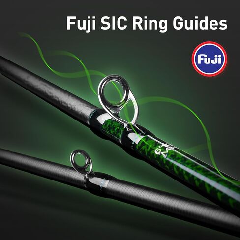 صنارة صيد السمك Poison 6'5'' Baitcaster، توراي 40 طن من ألياف الكربون الكاملة، أدلة Fuji SIC ومقعد بكرة SKTS، مقبض الفلين AAA، طاقة متوسطة، قضيب صيد سريع الصب للغاية لباس Walleye in Kuwait