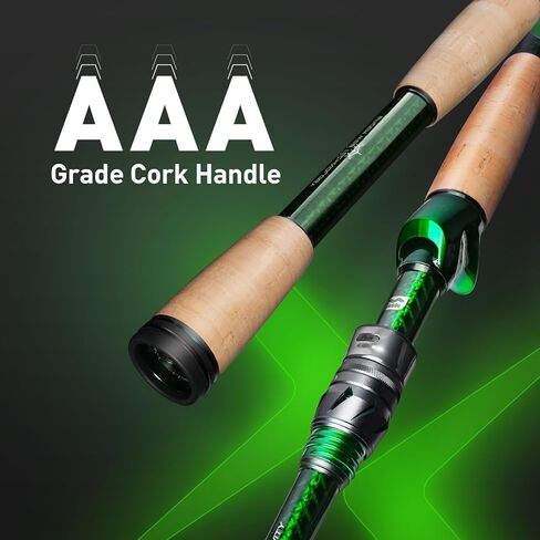 صنارة صيد السمك Poison 6'5'' Baitcaster، توراي 40 طن من ألياف الكربون الكاملة، أدلة Fuji SIC ومقعد بكرة SKTS، مقبض الفلين AAA، طاقة متوسطة، قضيب صيد سريع الصب للغاية لباس Walleye in Kuwait