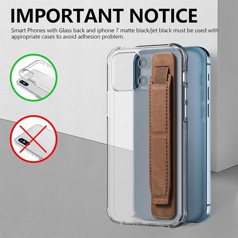 Phone Strap Grip Cell Phone Holder, Wrist Band Telescopic Phone Finger Strap Stand, Phone Case Accessories, Universal Finger Kickstand for Most Smartphone (Brown) in Kuwait