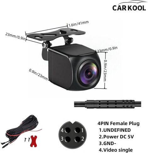 كاميرا احتياطية 4Pin للمرآة Dash Cam HD 1080P كاميرا الرؤية الأمامية والخلفية رؤية ليلية فائقة مضادة للماء كاميرا عكسية 2.5 مم جاك طرف واحد و4PIN في نهاية الكاميرا مع كابل إدخال فيديو بطول 18 قدم in Saudi Arabia
