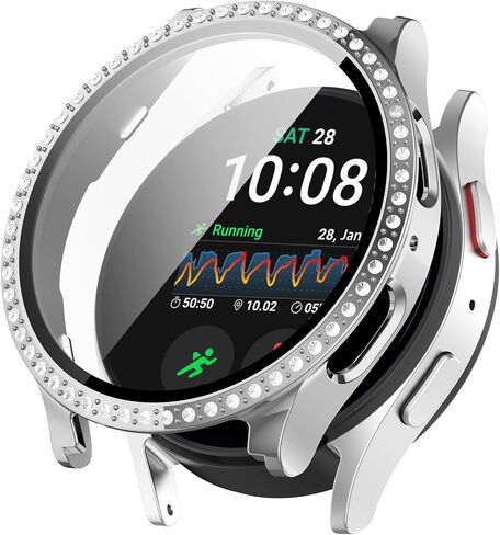 متوافق مع Galaxy Watch 7 40 مم 44 مم واقي شاشة من الزجاج المقسى وحافظات الماس اللامعة للسيدات والفتيات وحجر الراين اللامع وحافظات إكسسوارات الساعة الذكية (3 عبوات، 44 مم) in Kuwait
