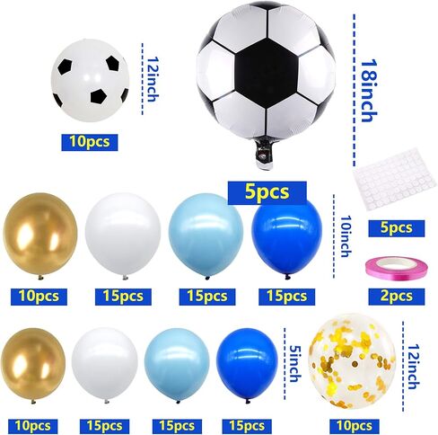 مجموعة قوس كرة القدم من بانبالون باللون الأزرق والذهبي لتزيين حفلات كرة القدم بالونات كرة القدم للرجال والصبية وحفلات أعياد الميلاد وحفلات كرة القدم ومستلزمات الحفلات (الذهب الأزرق) in Kuwait