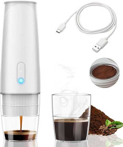 Portable Espresso Maker Electric, Camping Coffee Machine, 12V Travel for Nespresso Makers, Travel Gadgets, Compatible with Ground Coffee, Compact and Quality, Awesome Taste in Saudi Arabia