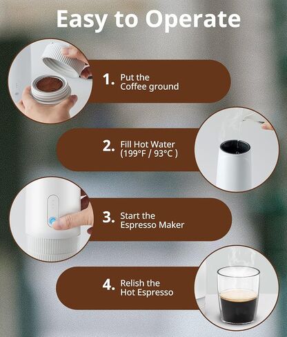 Portable Espresso Maker Electric, Camping Coffee Machine, 12V Travel for Nespresso Makers, Travel Gadgets, Compatible with Ground Coffee, Compact and Quality, Awesome Taste in Saudi Arabia