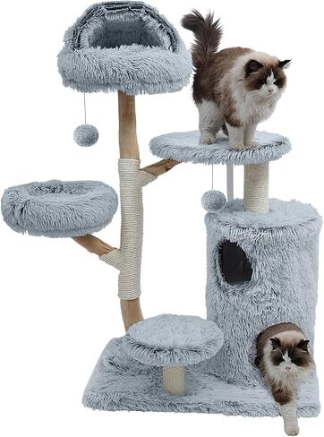 Wooden Cat Tree, Modern Cat Tree Tower with Jumping Platforms, Baskets, Cat Condo, 40" Cat Scratching Posts for Indoor Cats Kitten in Saudi Arabia