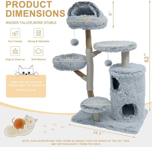 Wooden Cat Tree, Modern Cat Tree Tower with Jumping Platforms, Baskets, Cat Condo, 40" Cat Scratching Posts for Indoor Cats Kitten in Saudi Arabia