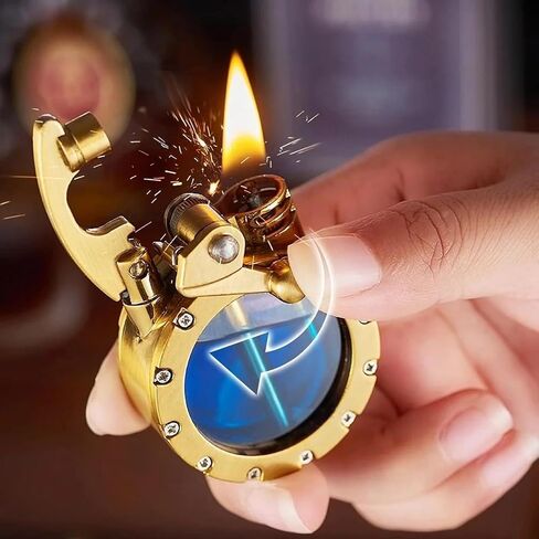 ولاعة خندق عتيقة، ولاعة كيروسين شفافة قديمة، ولاعة رائعة وفريدة من نوعها، ولاعة Steampunk عتيقة للإبداع والشخصية، تصميم مقاوم للرياح للتخييم والشواء، هدايا للرجال والأب (فضي) in Kuwait