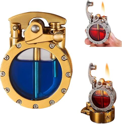 Vintage Trench Lighter, Retro Transparent Kerosene Lighter, Cool Unique Lighter, Creativity and Personality Antique Steampunk Lighter Windproof Design for Camping BBQ, Gifts for Men Dad (Silver) in Saudi Arabia