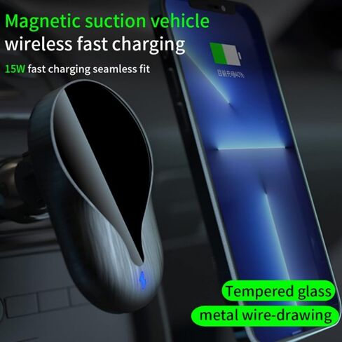 شاحن سيارة لاسلكي مغناطيسي بفتحة تهوية لهاتف iPhone 14/14 Pro13/12 Pro Max/Mini سريع الشحن اللاسلكي حامل هاتف السيارة المغناطيسي in Saudi Arabia
