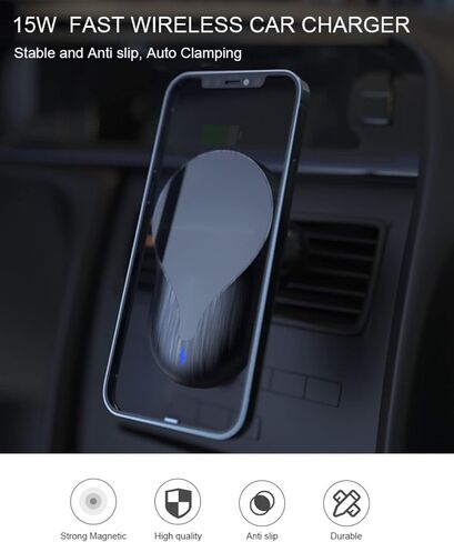 شاحن سيارة لاسلكي مغناطيسي بفتحة تهوية لهاتف iPhone 14/14 Pro13/12 Pro Max/Mini سريع الشحن اللاسلكي حامل هاتف السيارة المغناطيسي in Saudi Arabia