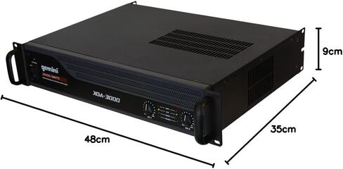 مضخم صوت جيميني ساوند XGA-3000 فئة AB 2X 200 وات من الدرجة الاحترافية - مضخمات طاقة متعددة المناطق للصوت الحي، تصميم مثبت على حامل، مثالي للكاريوكي وأجهزة المحمول in Kuwait
