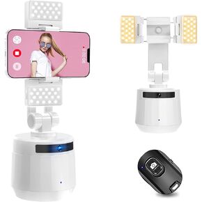 Auto Face Tracking Tripod for iPhone Phone Tripod Stand Holder for Video Recording Selfie Stick Tripod with Remote Influencer Content Creator Vlogging Kit AI Phone Gimbal Stabilizer, White