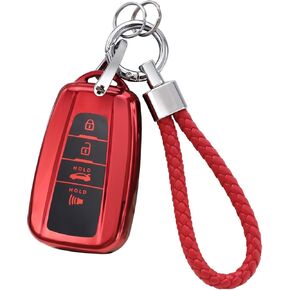 PIFOOG Key Fob Cover for Toyota with Bling Keychain, Purple Car Key Case Shell Protector for Highlander Corolla Pirus RAV4 Camry 4Runner C-HR Avalon 4 Button Accessories Girly Women TPU in Kuwait