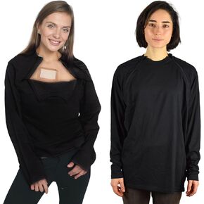 Inspired Comforts Women's Chemo Port Access Long Sleeve Shirt with Dual Zip Access