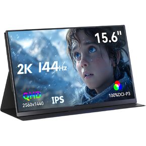 MINISFORUM Portable Monitor 15.6 inch 2K@144Hz QHD Mini HDMI USB-C Touchscreen Laptop Monitor Computer Display HDR IPS 400nit Brightness Gaming Monitor with Cover/Speaker for Mac/Phone/Xbox/Switch/PS4