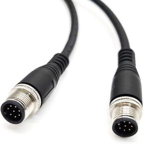 16.4FT M12 8Pins Double Male Connector Cable, A Code Molding Cable Double Male Head Aviation Sensor Electrical PVC Cable Industrial Molded Cable 30V 2A AWG24（5Meter）
