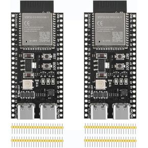 2PCS ESP32 S3 Development Board N16R8 ESP32-S3-DevKitC-1 Microcontroller Processor ESP WROOM 32 Dual Type C Core External Flash Expansion with WiFi 2.4GHz Dual-Mode WiFi for Arduino IDE
