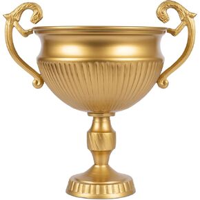Koyal Wholesale 11.5" Pedestal Vase for Centerpieces with Handles, Footed Vase Decor, Metal Centerpiece Vase Flower Bowl, Wedding Pedestal Bowl, Compote Centerpiece Flower Vase (Bronze)