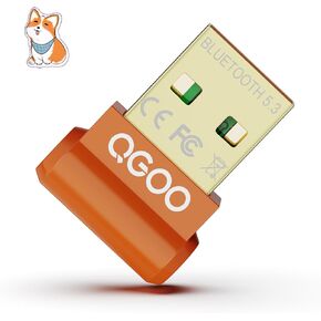 USB Bluetooth Adapter for PC - QGOO Bluetooth Dongle 5.3 EDR, Wireless Bluetooth Receiver for Desktop Computer Laptop Bluetooth Windows 8.1/10/11（orange-232）