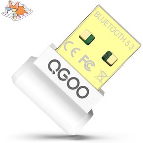 USB Bluetooth Adapter for PC - QGOO Bluetooth Dongle 5.3 EDR, Wireless Bluetooth Receiver for Desktop Computer Laptop Bluetooth Windows 8.1/10/11（white-065）