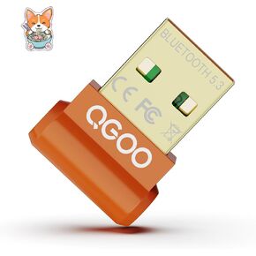 USB Bluetooth Adapter for PC - QGOO Bluetooth Dongle 5.3 EDR, Wireless Bluetooth Receiver for Desktop Computer Laptop Bluetooth Windows 8.1/10/11（orange-010）