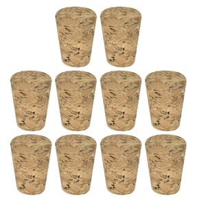 MECCANIXITY Tapered Cork, 27x21x31mm Wooden Leakproof Soft Cork Stoppers for Wine Beer Bottle Crafts Corks Plug Replacement Laboratory Supplies, Dark Wood Color, Pack of 10