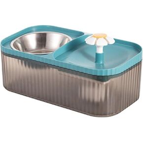 Cat Water Fountain and Food Bowl Ultra Quiet Water Fountain for Cats Food and Water Dispenser Set Automatic Pet Fountain Dog Water Dispenser and Stainless Steel Bowl(Replacement Filters)