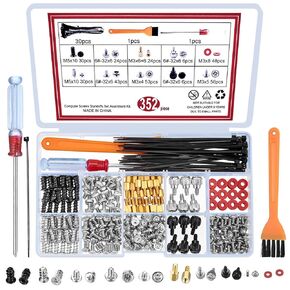 352 Pcs PC Screws Motherboard Screws Kit, Computer Screws Assortment, Motherboard Standoffs and Screws for HDD Hard Drive SSD PC Fan PC Case ATX Case Fan Graphics Screws DIY PC Installation & Repair