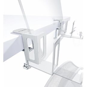 NODOCA 2-Slot Laptop Storage for Desk, Vertical Laptop Stand, MacBook Vertical Stand, with Headphone Holder, Desk Side Storage, Laptop Storage Rack for MacBook/Surface/Samsung/HP/Dell[L, White]