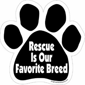 Paw Car Magnet, Rescue is Our Favorite Breed, 5-1/2-Inch by 5-1/2-Inch