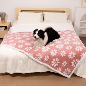 Waterproof Blanket for Dog Puppy Cat, Cute 3D Textured Flower Dog Blanket for Bed Couch Sofa, Soft Liquid Pee Proof Pet Blanket for Furniture Protector, 30"x40", Purple