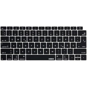 XSKN German Language Keyboard Cover Skin for MacBook Air 13.3" with Touch ID (A1932, 2018 Release) US&EU Version (Black)
