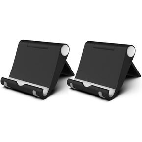 Cell Phone Stand 2 Pack Cell Phone Holder for Desk, Portable Phone Stand Holder for Desktop Kitchen Travel, Cellphone Stand Mobile Holder for iPhone Stand & All Smartphone (Black)
