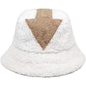 Appa Hat Appa Bucket Hat Cosplay Costume for Adult Winter Warm Fluffy Furry Bucket Hat for Women Soft Comfort Fisherman Hat White