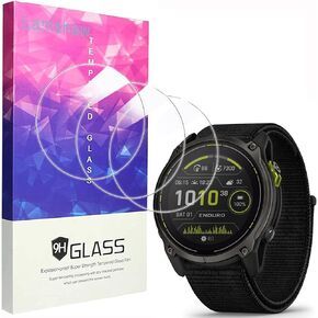 Compatible for Garmin Enduro 3 Screen Protector, Lamshaw [3 Pack] 9H Tempered Glass Screen Protector Film Compatible for Garmin Enduro 3 Smartwatch (Glass-3 Pack)
