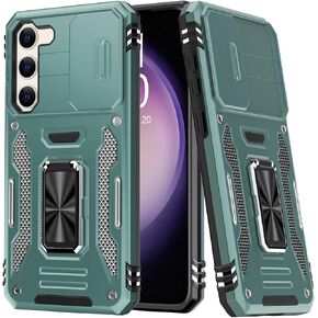 FUNMIKO for Samsung Galaxy S21 Ultra Case with Sliding Camera Lens Cover - Wireless Charging Compatible - Magnetic Kickstand - Shockproof Protective Phone Case 6.8" for Men Women Girls - Black