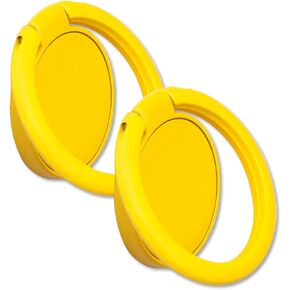 [2 Pack] Matte Finish Round Ultra-thin Cell Phone Ring Holder Stand,360 Degree Rotation and 180 Degree Adjustable Finger Ring Kickstand with Frosted Metal Phone Grip (Yellow)