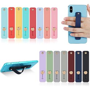 cobee 15 Pcs Phone Loop Finger Holders, Telescopic Cell Phone Grip Holder Back of Mobile Phone Silicone Phone Finger Strap Universal Finger Kickstand for Smartphones, 15 Colors