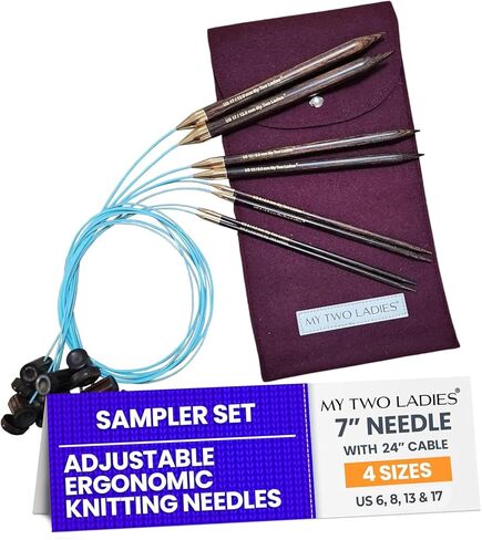FINE-MEDIUM BUNDLE | Adjustable Knitting Needles | 4 SIZES | US5, US6, US7, US8 | w/case in Kuwait