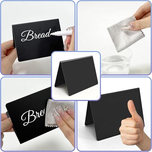 15 Pcs 4"x3" Mini Chalkboard Signs-Small Food Labels for, Reserved Table Signs for Buffet, Birthdays, Bakery, Weddings Table Numbers, Place Cards, Name Tag- Include 2 Liquid Chalk Markers and 1 Rag in Kuwait